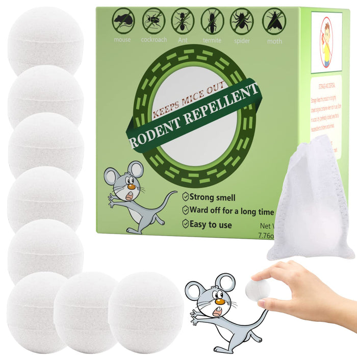Moth Balls Rodent Repellent Mouse Repellent Outdoor Moth Balls for Rodents Outdoor Mice Repellent Moth Balls Peppermint Oil to Repel Mice and Rats, Mouse Repellant Rat Deterrent 8 Packs (White)