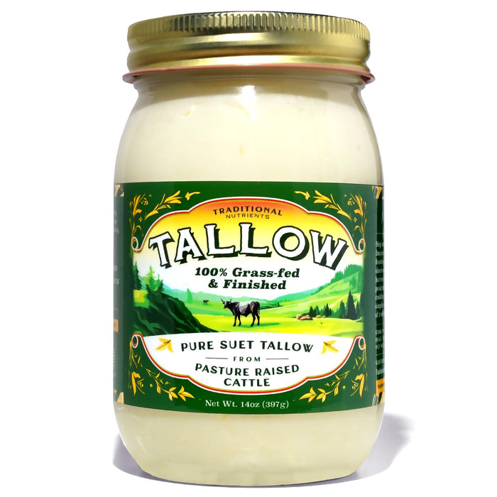 Cooking Beef Tallow - Glass Jar - Pasture Raised Cattle - Grass Fed Grass Finished