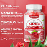 softbear Calcium Magnesium Zinc Gummies, Sugar Free Calcium Supplement for Women Men, High Absorption Calcium with Vitamin D3 Gummies for Bone & Muscle Health, Vegan Raspberry Flavor - 120 Count