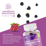 SUKU Vitamins - Mega Strength Magnesium - 177 mg of Magnesium Bisglycinate Gummies for Muscle Function - Easy to Chew - Non GMO, Gluten Sugar Free - Grape BlackBerry Flavored Gummy Vitamins (50 Count)