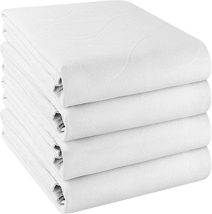 Utopia Bedding (Pack of 4) Waterproof Incontinence Pads Quilted Washable & Absorbent Bed Pad for Adults and Kids 34 x 52 inches (White)