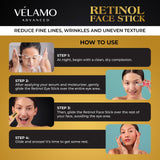 VELAMO ADVANCED Retinol Face Stick: Reduce Fine Lines Wrinkles and Uneven Texture in 4-6 Weeks - Retinol Cream Wrinkle Cream for Face Anti Wrinkle Cream Anti Aging Face Cream - 8 G/0.28 OZ