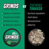 Grinds Coffee Pouches | 3 Cans of Wintergreen | 18 Pouches Per Can | 1 Pouch eq. 1/4 Cup of Coffee (Wintergreen)