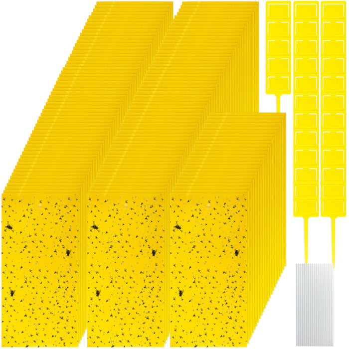 Double Sided Sticky Traps Gnat Killer for Flying Plant Insect Indoor Outdoor Such as Fungus Gnats, Whiteflies, Aphids, 7.9 x 4 Inches (Yellow, 550 Pcs)