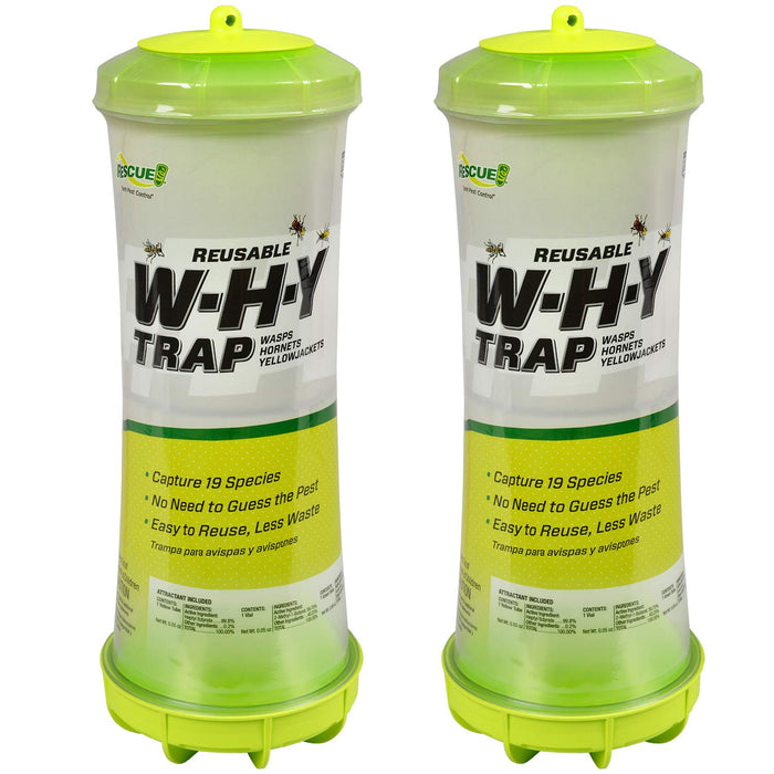 RESCUE! WHY Trap for Wasps, Hornets, & Yellowjackets – Hanging Outdoor Trap - 2 Traps