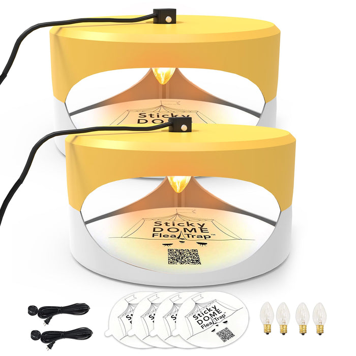 Yellow and White ASPECTEK - Trapest Sticky Dome Flea Bed Bug Trap with 2 Glue Discs. Odorless Cleaner and Flea Killer Trap Pad (Flea Trap)