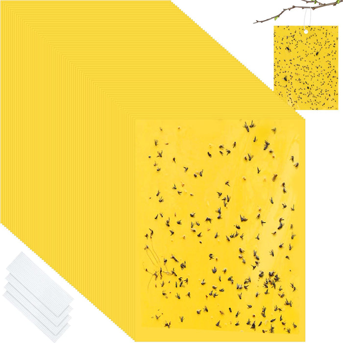 150 Pcs Double Sided Sticky Traps for Flying Plant Insect Like White Flies Aphids 6 x 8 Inch Sticky Gnat Traps Killer Fruit Fly Traps for Indoor Outdoor Including Twist Ties, Yellow