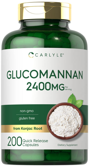 Carlyle Glucomannan Capsules | 200 Count | Soluble Fiber Pills | Non-GMO, Gluten Free Supplement