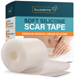 NUVADERMIS Clear Silicone Scar Tape for Surgical Scars - 120" x 1.5" Roll - Extra Long Scar Sheets for C-Section, Tummy Tuck, Keloid, and Surgical Scars - Reusable Medical Grade Silicone Scar Tape