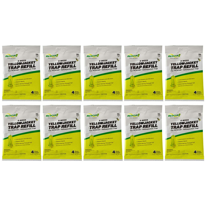 RESCUE! Yellowjacket Attractant – for RESCUE! Reusable Yellowjacket Traps – 4 Week Supply - 10 Pack