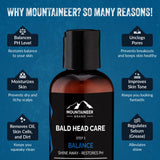 Mountaineer Brand Bald Head Care Gifts For Bald Men | All Natural 4 Step Daily Skin Care for Healthy Scalp & Face | Exfoliate Scrub | Cleanse Wash | Shine Away PH Balance | Protect Moisturizing Balm