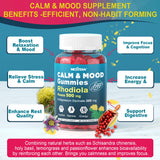 Sugar Free Calm Mood Support Rhodiola Rosea 500 mg Gummies Supplement w/Magnesium, Ashwagandha, Schisandra Berry, Lemon Balm, L-Theanine- Relief Stress & Focus, 𝖤𝗇𝖽𝗎𝗋𝖺𝗇𝖼𝖾,Energy & Immune, 2P