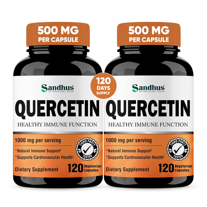 Sandhu's Quercetin 1000mg Per Serving 120 Count(Pack of 2) Vegetarian Capsules Bioflavonoids Supports Immune Health & Cardiovascular Health, Respiratory Health