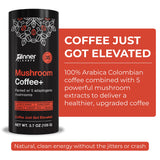 Mushroom Coffee with 5 Adaptogenic Mushrooms - Upgraded Coffee Alternative with Half Caffeine - Arabica Coffee with Lion's Mane, Cordyceps, Chaga, Reishi, Turkey Tail, and L-Theanine (35 Servings)