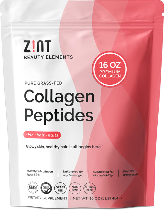 Zint Collagen Peptides Powder: Paleo & Keto Certified - Granulated Collagen Hydrolysate for Enhanced Absorption - Enzymatically Hydrolyzed Protein for Women & Men, 16 oz