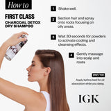 IGK FIRST CLASS Charcoal Detox Dry Shampoo | Volume + Soothes Scalp + Balance Oil | Vegan + Cruelty Free | 6.3 Oz