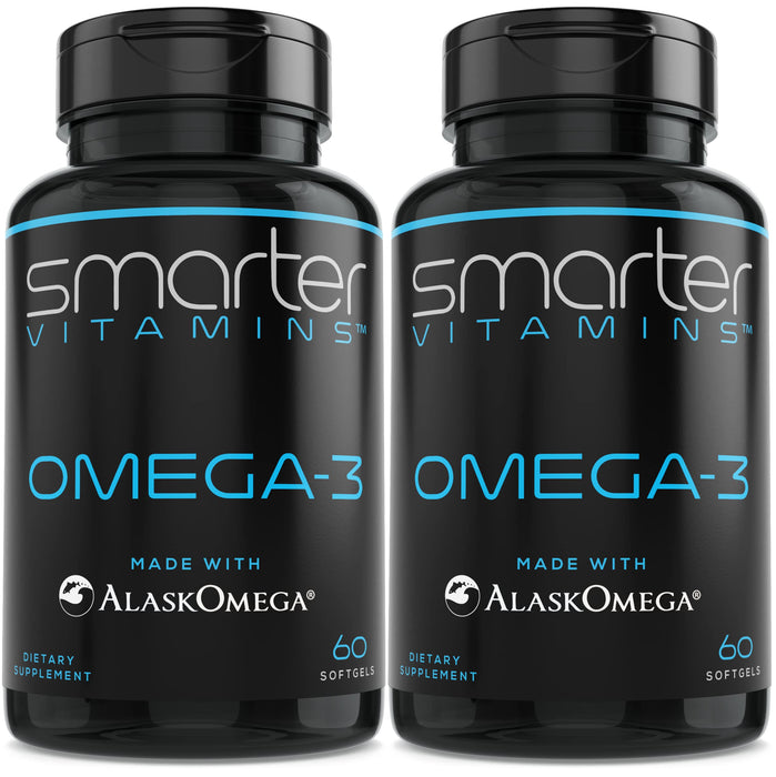 (2 Pack) Smarter Omega 3 Fish Oil, Berry Flavor, Burpless, Tasteless, 2000mg, Potent Triple Strength DHA EPA Brain OMEGA3, Joint & Heart Support, Made with AlaskOmega®