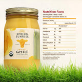 Spring Sunrise Organic Grass Fed Ghee Butter - USDA Certified Organic Clarified Butter - Paleo, Keto Friendly, Non-GMO, Gluten, & Casein Free Cooking Oil - Sustainably Sourced (2 Pack, 32oz Jar)