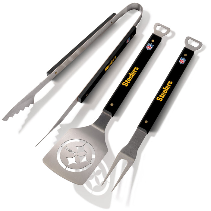 YouTheFan NFL Pittsburgh Steelers Spirit Series 3-Piece BBQ Set , Stainless Steel, 22" x 9"