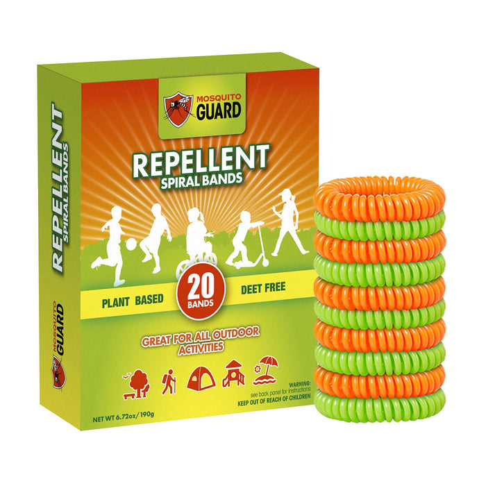 Mosquito Guard 20 Individually Wrapped Mosquito Repellent Bracelets for Kids - Plant Based DEET Free Mosquito Bands - Mosquito Repellent Outdoor Patio