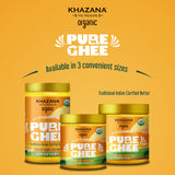 Khazana Pure Organic Grass Fed Ghee 8oz | Non-GMO, Gluten Free, Kosher & Keto Friendly | Traditional Indian Clarified Butter