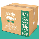 Body Wipes - (14 Pack) - 140 XL Bath Wipes for Adults No Rinse, Adult Wipes for Elderly - Body & Face Gentle Skin Cleansing, Shower Wipes Bathing for Travel, Elderly, Car, Gym, Camping (8x12 Inch)