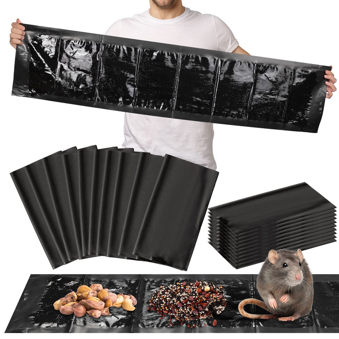 Qualirey Sticky 47 Inch Ultra Large Mouse Trap Mouse Glue Traps Sticky Rat Trap That Work for Trapping Rats Roaches Rodents Heavy Duty Pre Baited Mats Indoor Outdoor Catch Pest Trap (Black, 20 Pcs)