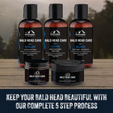 Mountaineer Brand Bald Head Care Gifts For Bald Men | All Natural 4 Step Daily Skin Care for Healthy Scalp & Face | Exfoliate Scrub | Cleanse Wash | Shine Away PH Balance | Protect Moisturizing Balm