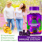 Supplebears Sea Moss Gummies & Elderberry - Vitamin C + Zinc – Extra Strength Immune & Thyroid Support Booster Gummy Bears for Kids & Adults - 60 Seamoss Gummies - Made in The USA
