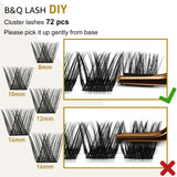 Lash Clusters B55 D Curl 10mm DIY Eyelash Extensions 72 Clusters Lashes B&Q LASH Volume Individual Lashes Eyelash Clusters Extensions Individual Lashes Cluster DIY at Home (B55,D-10mm)