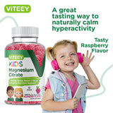 [120 Count] Magnesium Citrate Gummies for Kids Supports Sleep Aid, Calm Mood, Muscle Relaxer, Optimal Relaxation, Great Tasty Raspberry Flavor Chewable Gummy Supplements