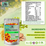 Sea Moss Gummies - Irish sea Moss raw Organic, Bladderwrack, Burdock Root. Contains Sea Moss Gel and Powder. Superfoods for Vegan, Keto and Dr Sebi Diet. Immune and Energy Boosting (2 Packs)