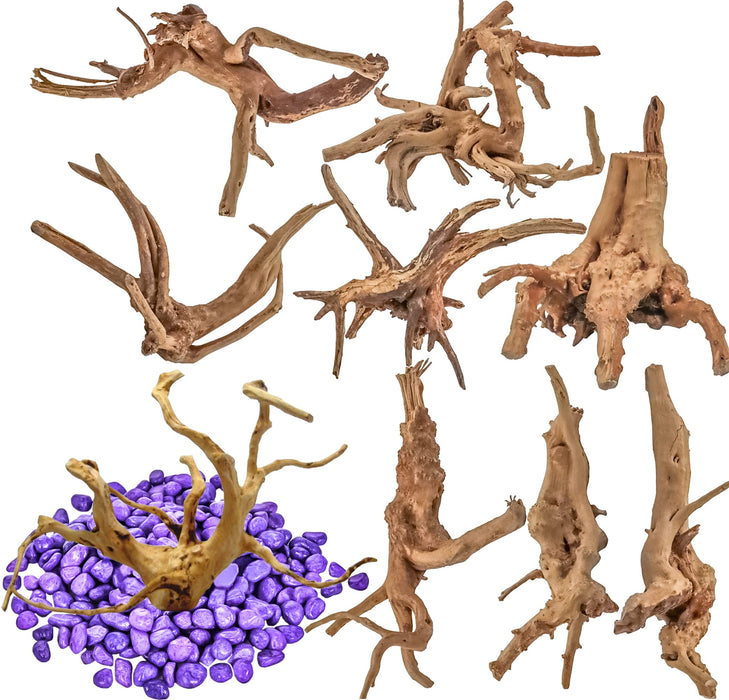 Vmiapxo 8 Pack Natural Driftwood for Aquarium, Aquarium Decor Spider Wood Freshwater Fish Tank Reptile Driftwood Branch (4"- 6")