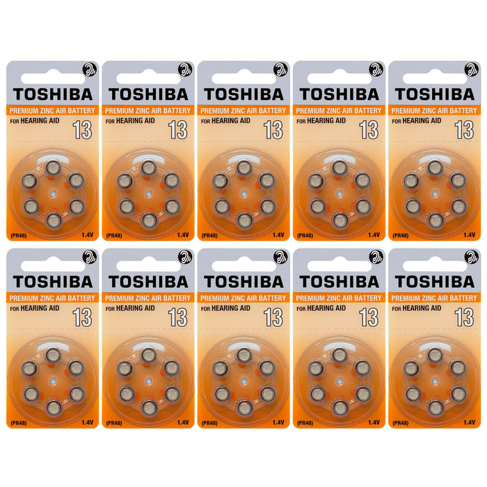 Toshiba Hearing Aid Batteries Size 13, PR48, (60 Batteries)