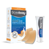 ScarAway Complete Scar Treatment Kit, Clinically Supported Scar Treatment, (2) Tan Medical-Grade Silicone Scar Sheets (1.5" x 3") and Silicone Scar Gel (0.35 Oz), Water-Resistant & Self-Adhesive