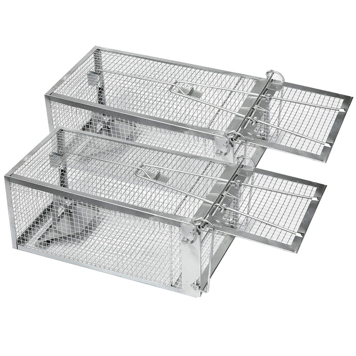 2-Pack Humane Rat Cage Traps, Live Mouse Rat Traps Catch and Release for Indoor Outdoor, Small Animals Traps, Easy to use, Pet Safe ( 10.6"x 5.5"x 4.5" )