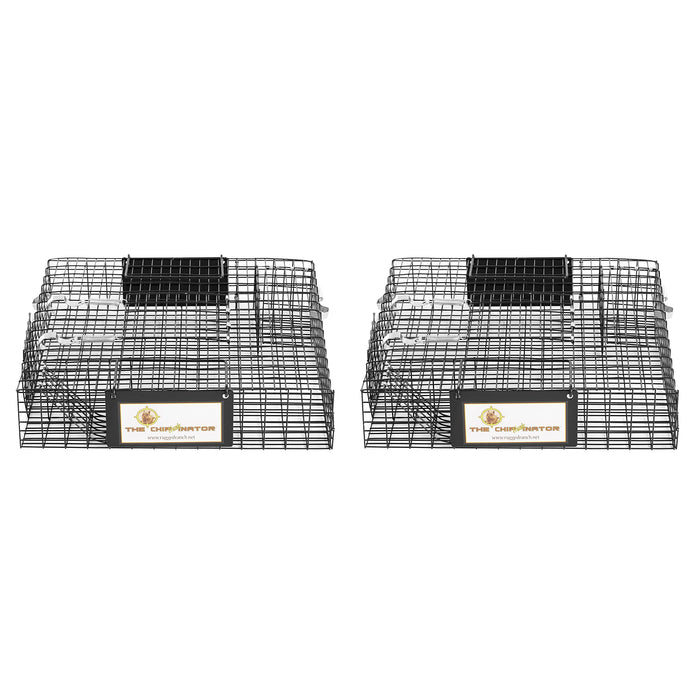 Rugged Ranch CHPTO Chipmunkinator Large Metal Wire Live Chipmunk Catch & Release Trap Cage w/Easy Open Top Lid & 2 Door System, Black (2 Pack)