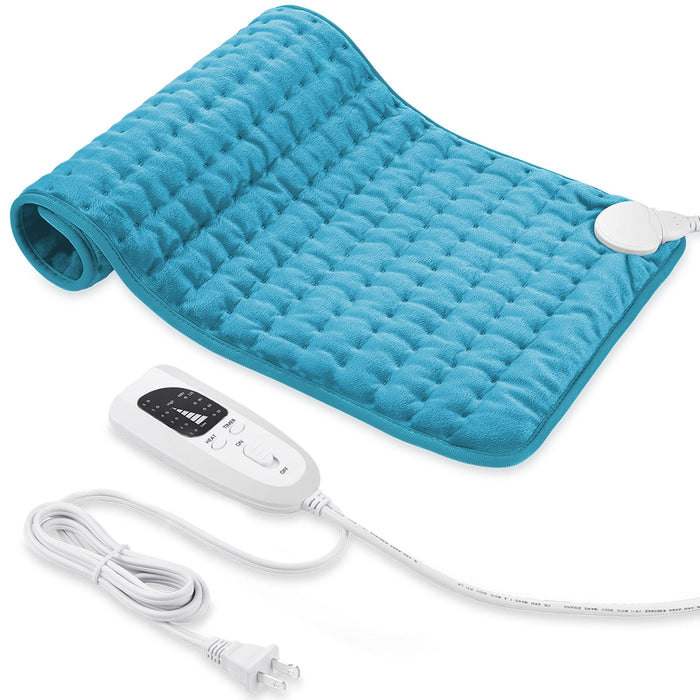 VIBOOS Heating Electric Pad for Back, Shoulders, Abdomen, Waist, Legs, Arms, Electric Heating Pad with Heat Settings, Timer, Heat Pad with Auto Shut Off, Blue (12''×24'')