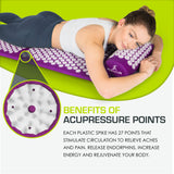 ProsourceFit Acupressure Mat and Pillow Set for Back/Neck Pain Relief and Muscle Relaxation, XL - Purpule/White