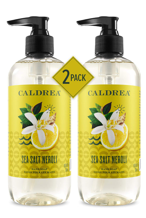 Caldrea Hand Wash Soap, Aloe Vera Gel, Olive Oil and Essential Oils to Cleanse and Condition, Sea Salt Neroli, 10.8 oz, 2 Pack