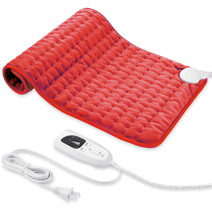 VIBOOS Heating Electric Pad for Back, Shoulders, Abdomen, Waist, Legs, Arms, Electric Heating Pad with Heat Settings, Timer, Heat Pad with Auto Shut Off, Red (12''×24'')