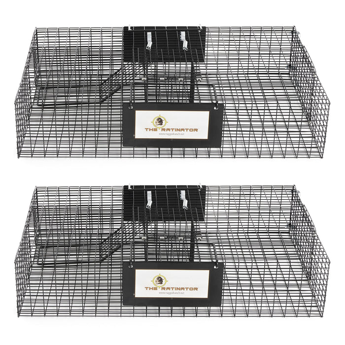 Rugged Ranch RATTR Ratinator Live Rat Squirrel Chipmunk Metal 2 Door Outdoor and Indoor Trap Cage, Catching Stray Animals, Black