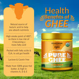 Khazana Pure Organic Grass Fed Ghee 8oz | Non-GMO, Gluten Free, Kosher & Keto Friendly | Traditional Indian Clarified Butter