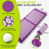 ProsourceFit Acupressure Mat and Pillow Set for Back/Neck Pain Relief and Muscle Relaxation, XL - Purpule/White