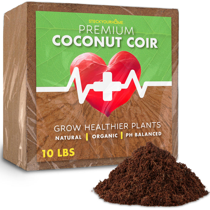 Stock Your Home Coconut Coir (10 lb), Organic Coco Coir for Plants, Expandable Coco Coir Brick for Soils, Mulches & Planting Media, Peat Moss Alternative, Coconut Husk and Coconut Fiber Soil