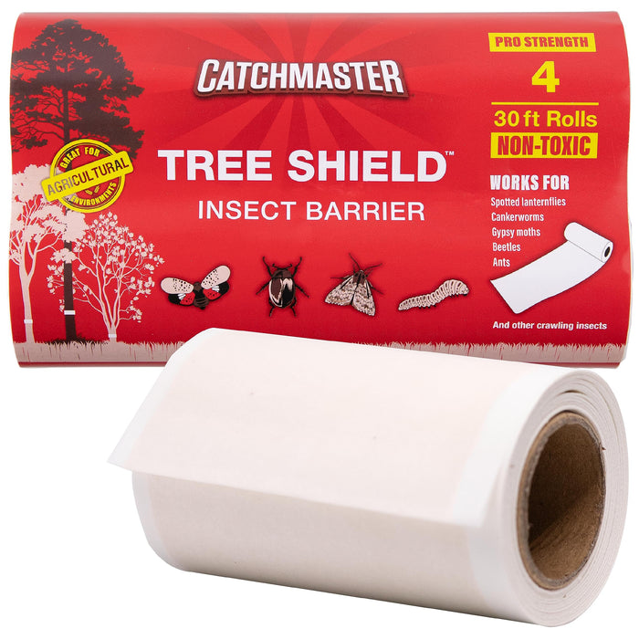 Catchmaster Tree Shield Lantern Fly & Ant Traps Insect Barrier, 4 Rolls 30ft Each, Outdoor Adhesive Crawling Insect Trap, Glue Traps to Protect Trees, Fruit & Plants, Pest Control Lawn & Garden