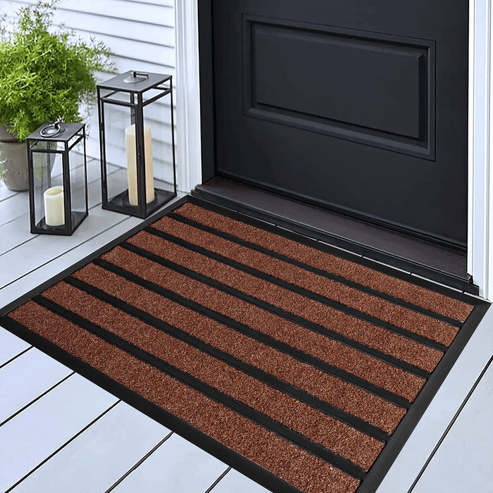 ubdyo Extra Durable Door Mat - Dirt Trapping Outdoor Welcome Mats - Non-Slip Outdoor Door Mats - Low Profile Front Door Mat - Doormat - Door Mats Indoor 30" x 17", Bright Burgundy