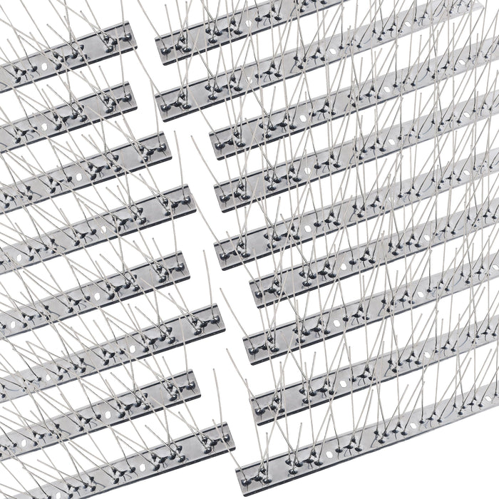 Hausse Stainless Steel Bird Spikes 17 Pack, Squirrel Small Birds Pigeons Crows and Woodpeckers Deterrent Devices Bird Repellent Spikes, Assemble Easily Covers 17 Feet for Outdoor Wall Fence